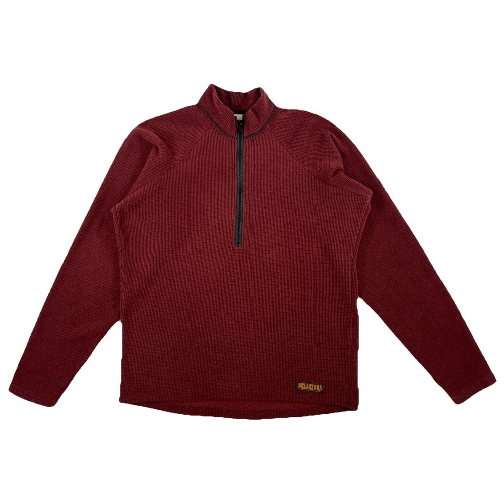 Melanzana Grid Fleece 1/2 Zip Pullover Men's Medium Maroon USA Made